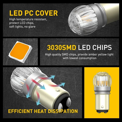 Front Turn Signal Light Bulbs 2X Amber 1157 2357 LED