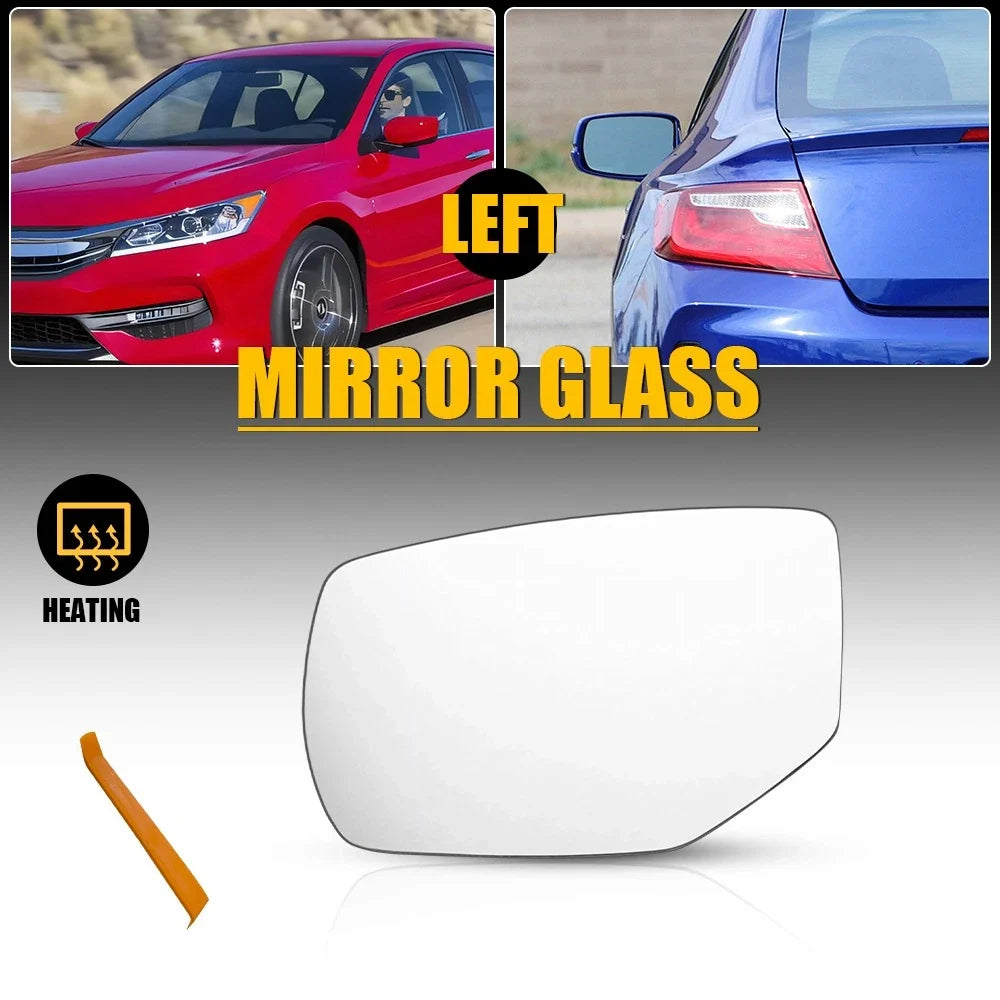 LH Replacement Driver Side Mirror Glass w/Backing Plate for Honda Accord (2013–2017)