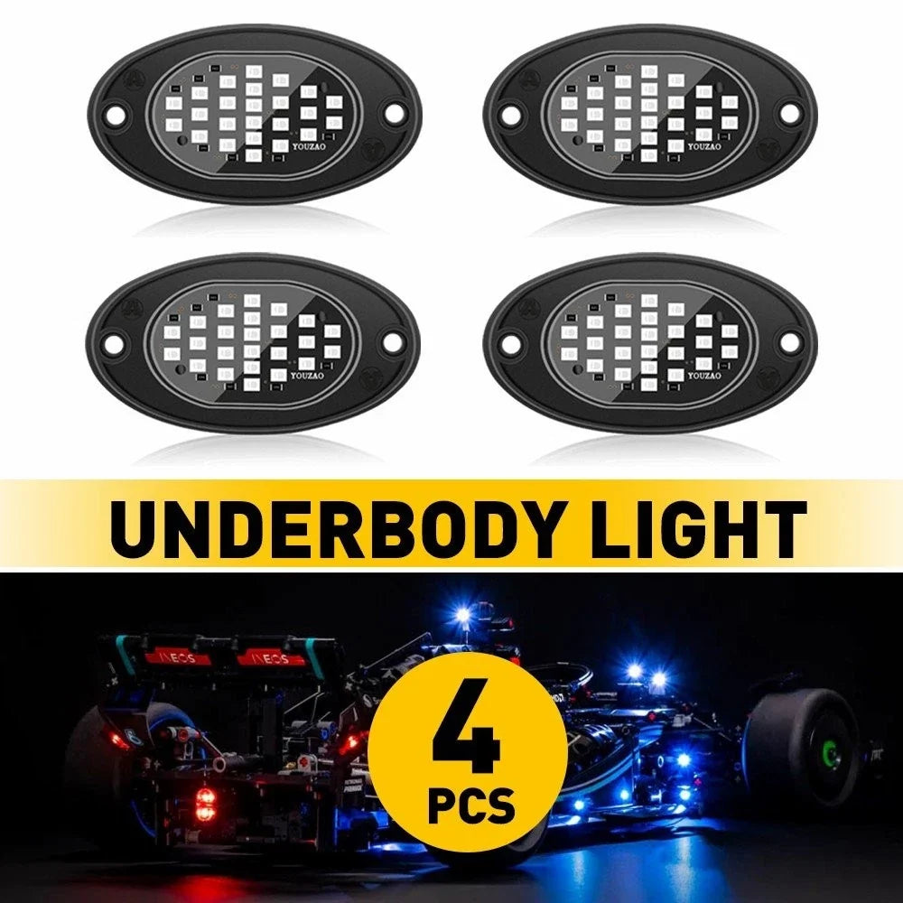Set of 4 Blue LED Rock Lights for Universal Offroad Trucks