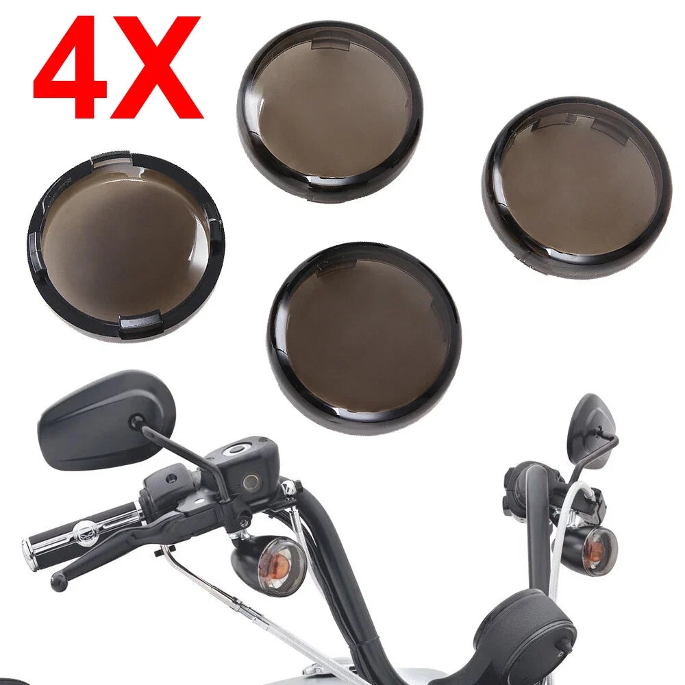 Set of 4 Smoked Turn Signal Light Lens Covers for Harley Sportster (2004–2023)