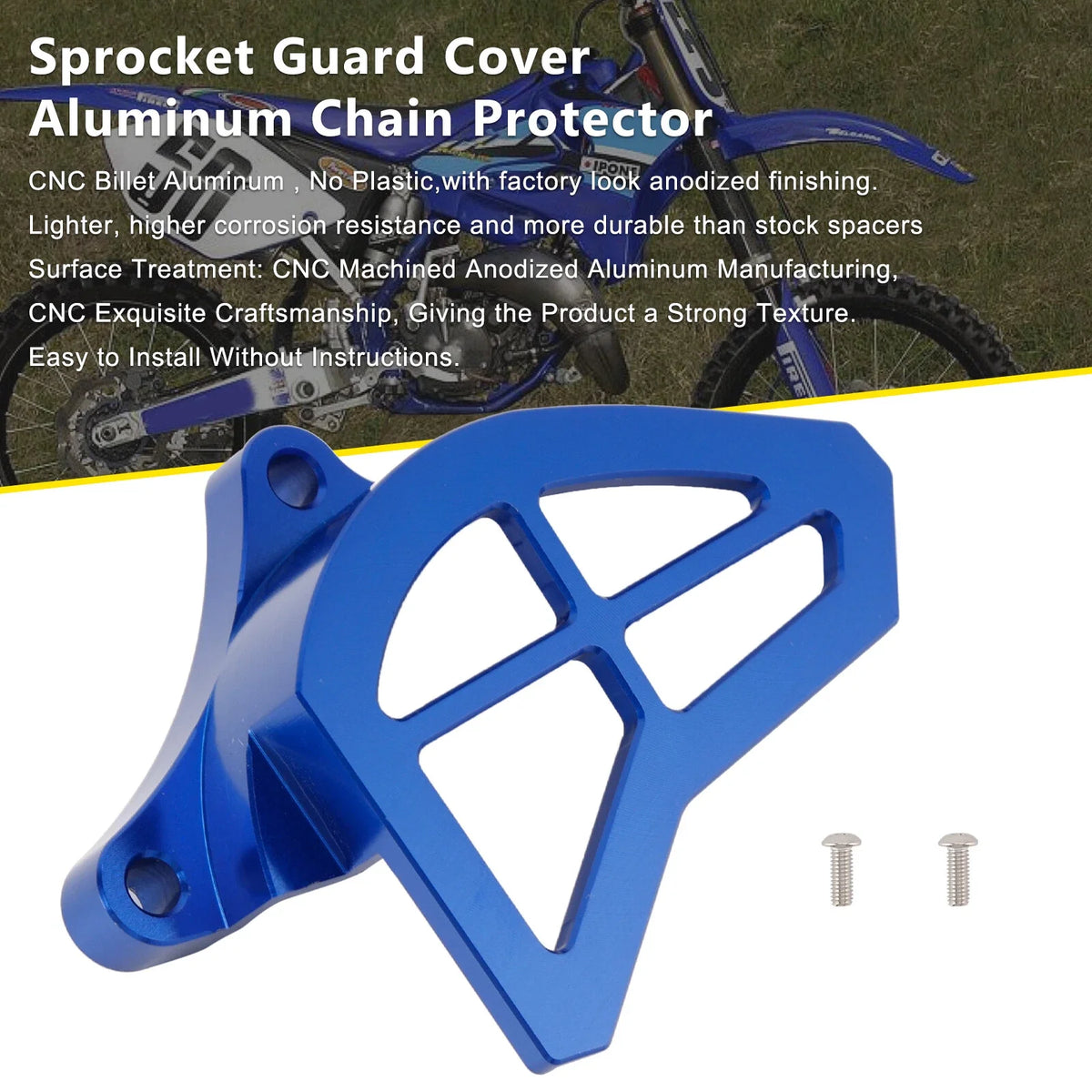 Aluminum Sprocket Guard Cover in Blue for Yamaha YZ125 (1993–2004)