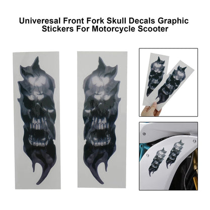 Motorcycle Touring T9 Front Fork Skull Decals - 2 Pack