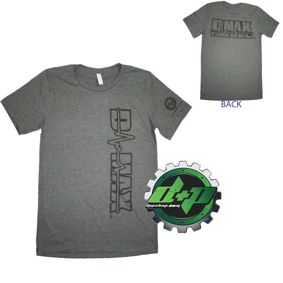 Dmax Tee Shirt for Chevy Duramax Diesel Truck (4X4, XL, Gray)