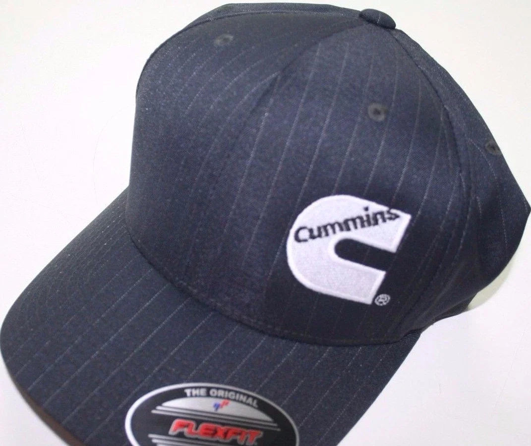 Gray Black Striped Flexfit Hat Cap Fitted SM/MD for Cummins