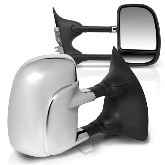 Set of 2 Manual Telescoping Chrome Towing Mirrors for F250-F550 Super Duty (1999–2007)