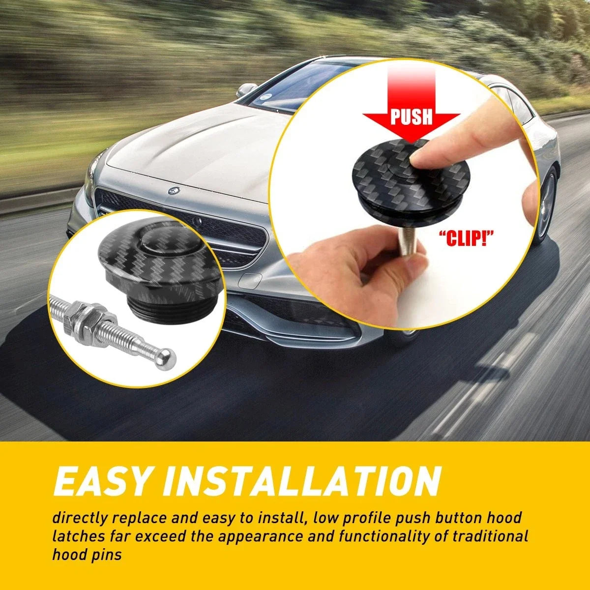 Carbon Fiber Quick Release Hood Pin Button for EV