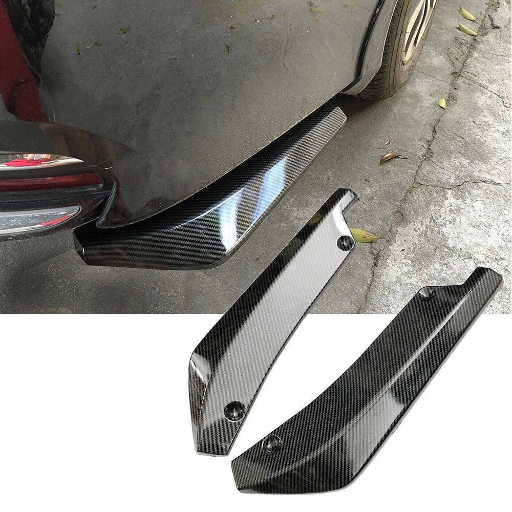 2X Rear Bumper Diffuser Lip Canard Splitter Protector Carbon Fiber Universal