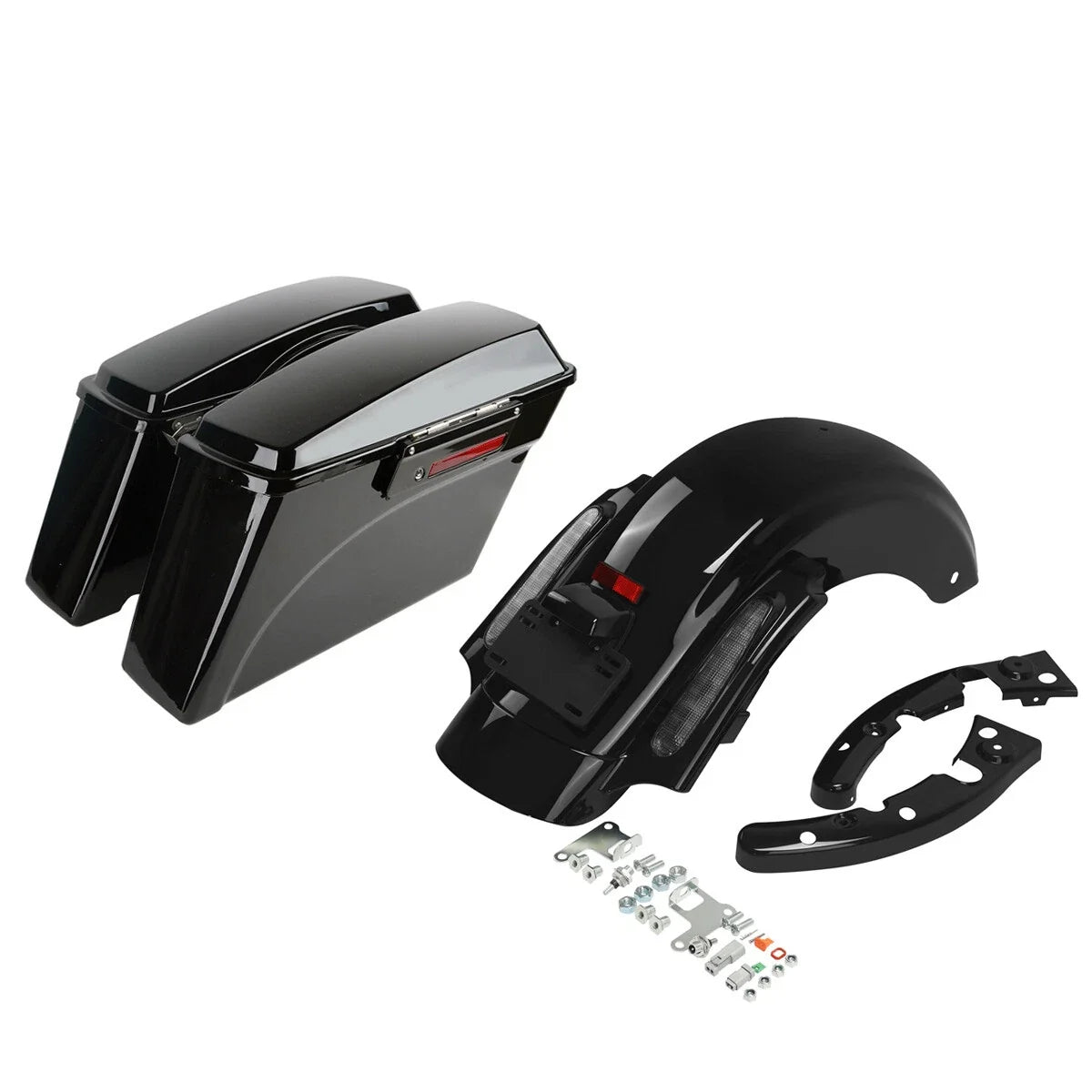 Hard Saddlebags & Black Rear Fender System for Harley Electra Glide (2009-2013)