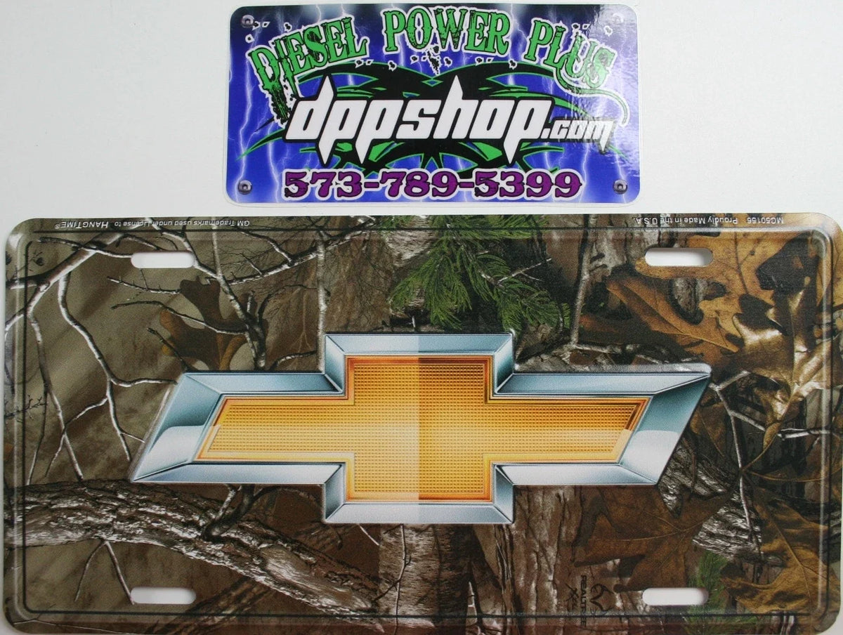 Chevy GMC License Plate Emblem Bowtie Logo (Real Tree Camo)