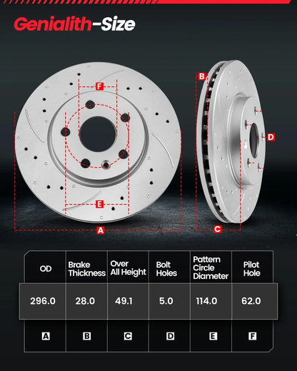 Front Rear Disc Rotors Ceramic Brake Pads for Lexus ES350 (2007–2012)