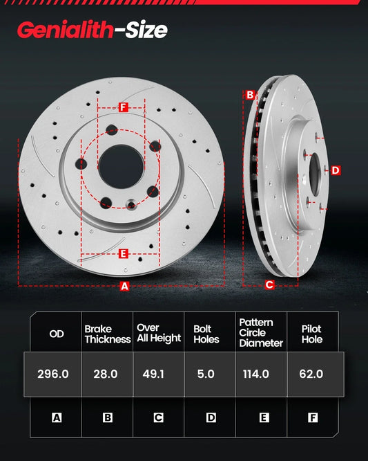 Front Rear Disc Rotors Ceramic Brake Pads for Lexus ES350 (2007–2012)