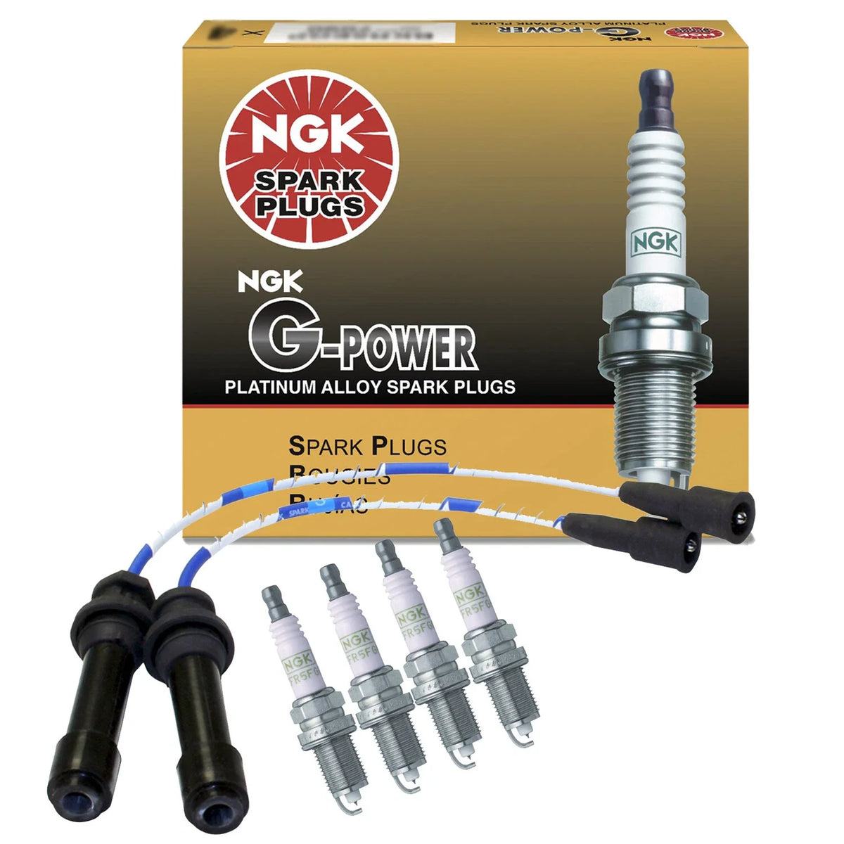 Set of 4 NGK G-Power Platinum Spark Plugs for Mazda Protege (1999–2003)