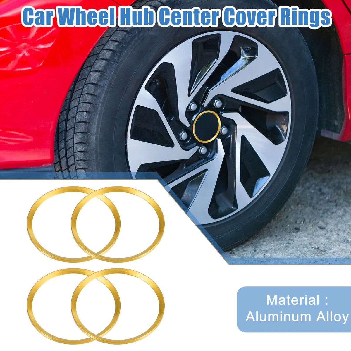 Set of 4 Wheel Hub Center Cover Rings for Honda Civic (2016–2021) Gold Tone
