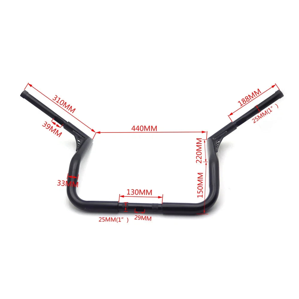 HTTMT 12" Rise 1-1/4" Handlebar for Harley Touring (1986–Present)