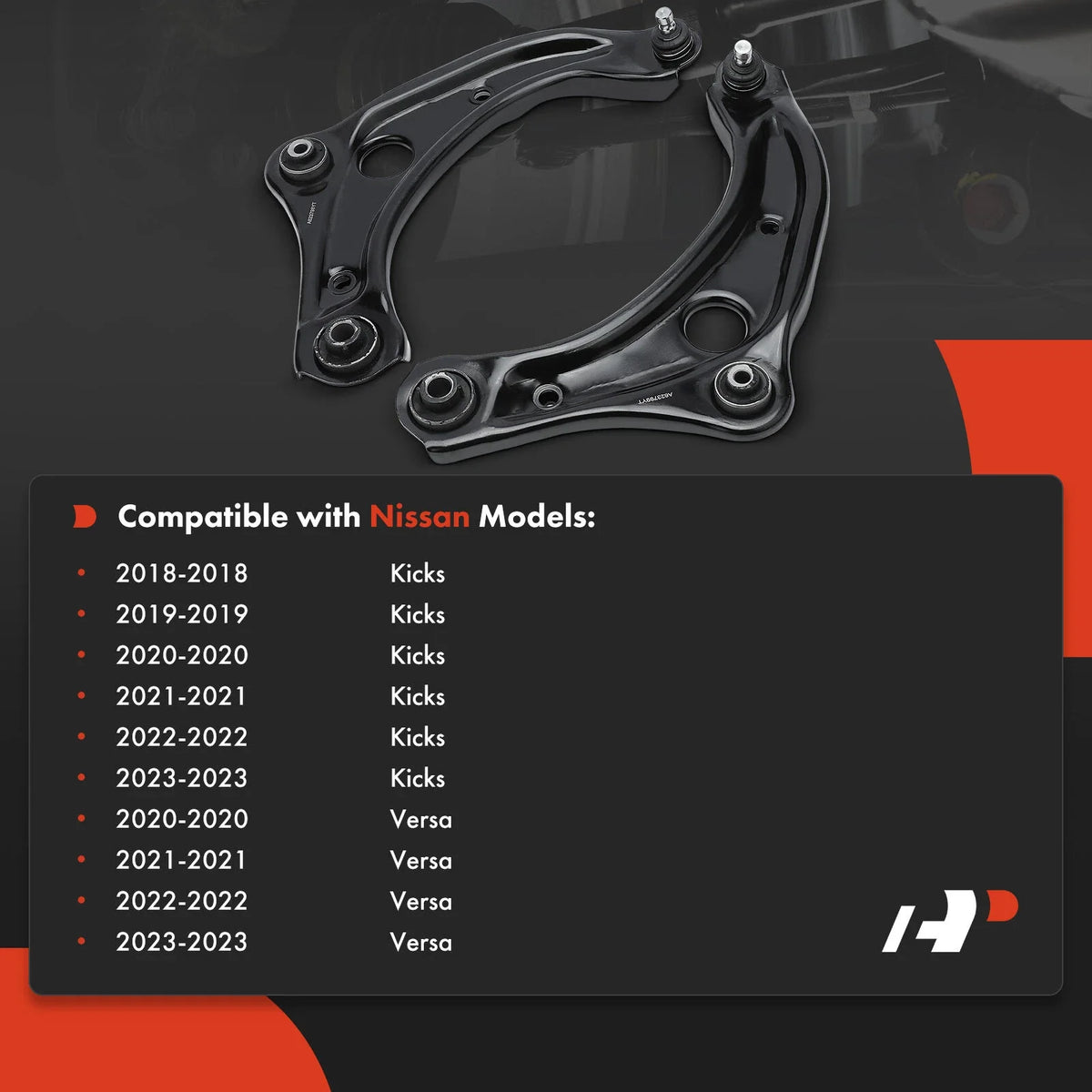 2X Front Control Arms with Ball Joints for Nissan Versa (2007-2023)