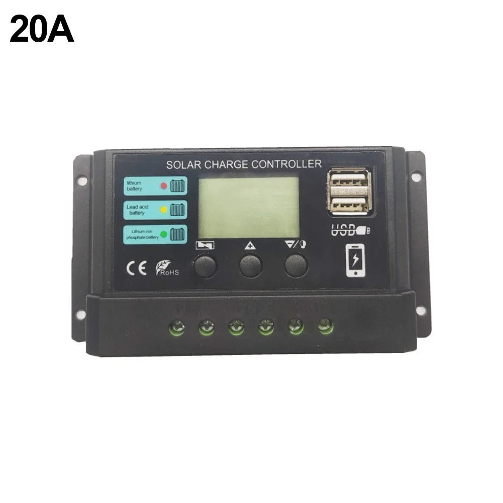 Solar Panel PV Controller USB 10A 20A 30A with LCD Display for Automotive