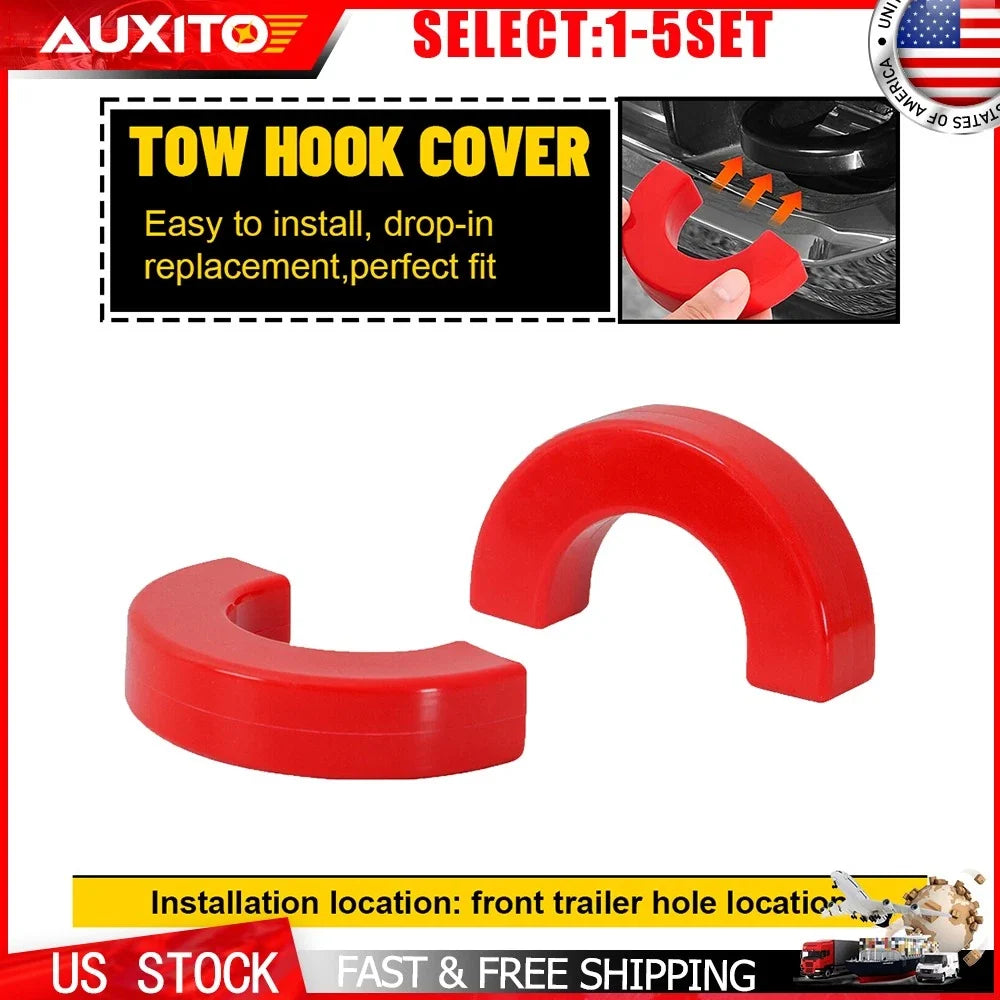 Red Tow Hook Eye Covers for Chevy Silverado 1500 (2007–2024) 2X