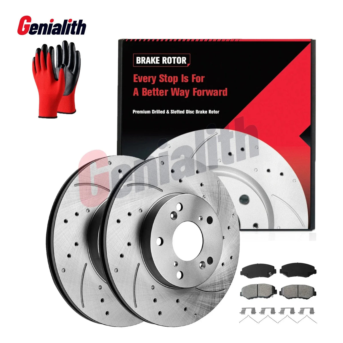 Front Brake Rotors (Drilled) and Ceramic Pads for Honda Civic 2013-2018