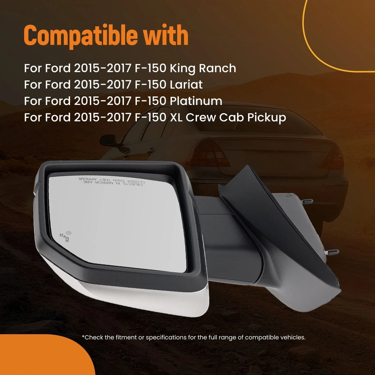 Signal Rear View Mirror Right for Ford F-150 (2015-2017) FL3Z17682JB