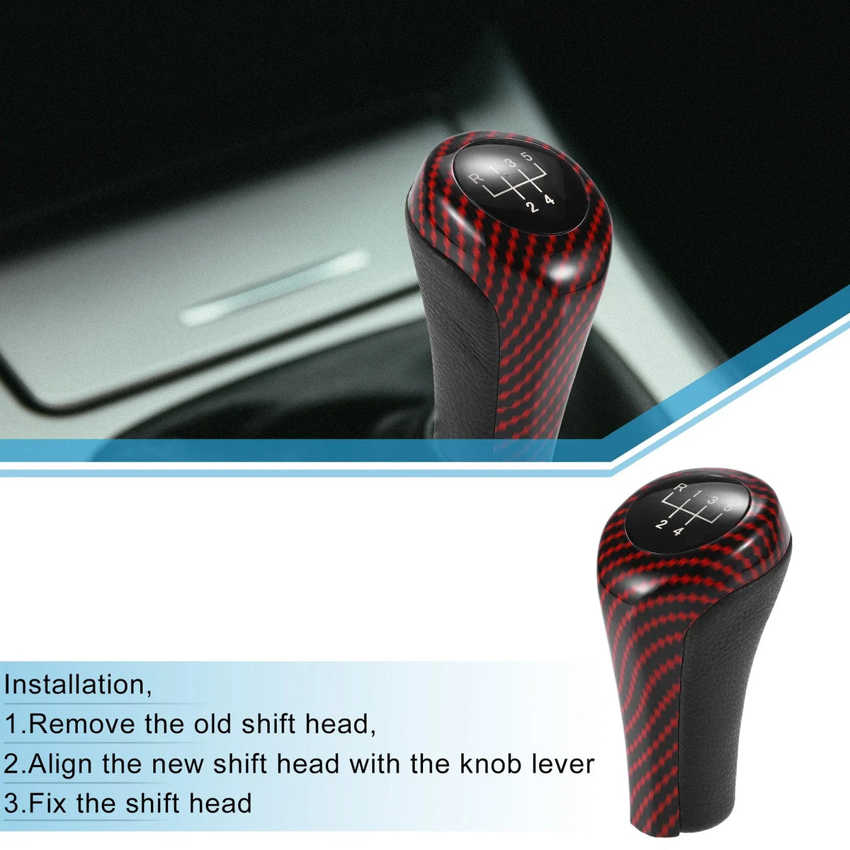 5 Speed Manual Gear Shift Knob for BMW 1 3 5 6 Series (E81 E82 E87) Black Red