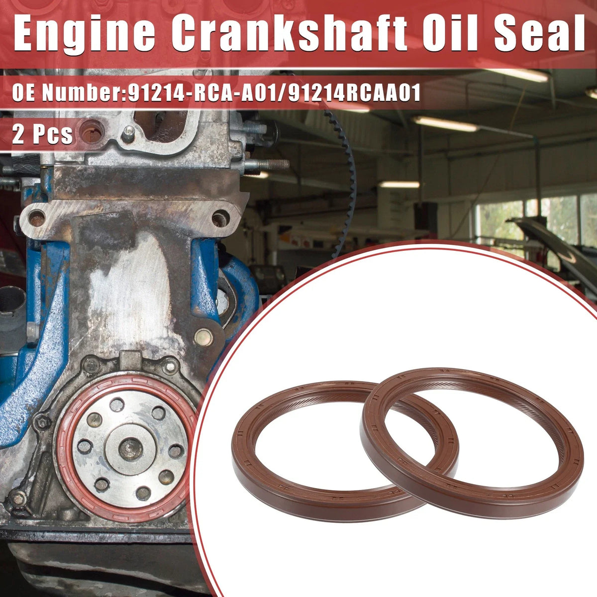2pcs Engine Crankshaft Oil Seal for Honda Pilot (2005–2012) No. 91214RCAA01