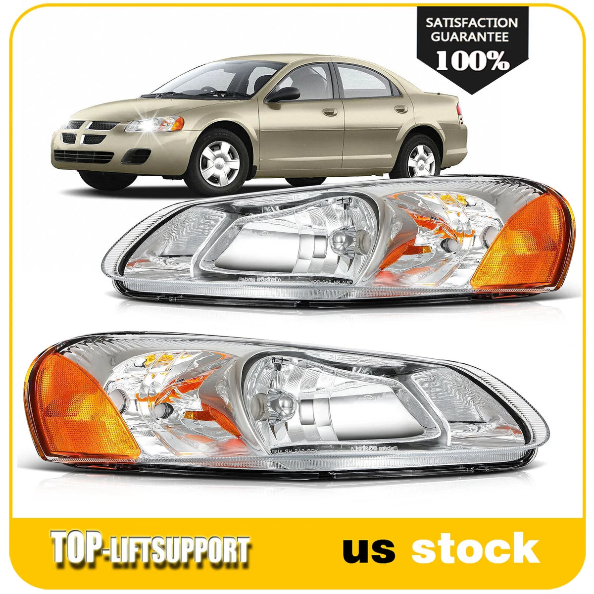 Headlight Assembly Pair for Dodge Stratus, Chrysler Sebring (2001–2006)