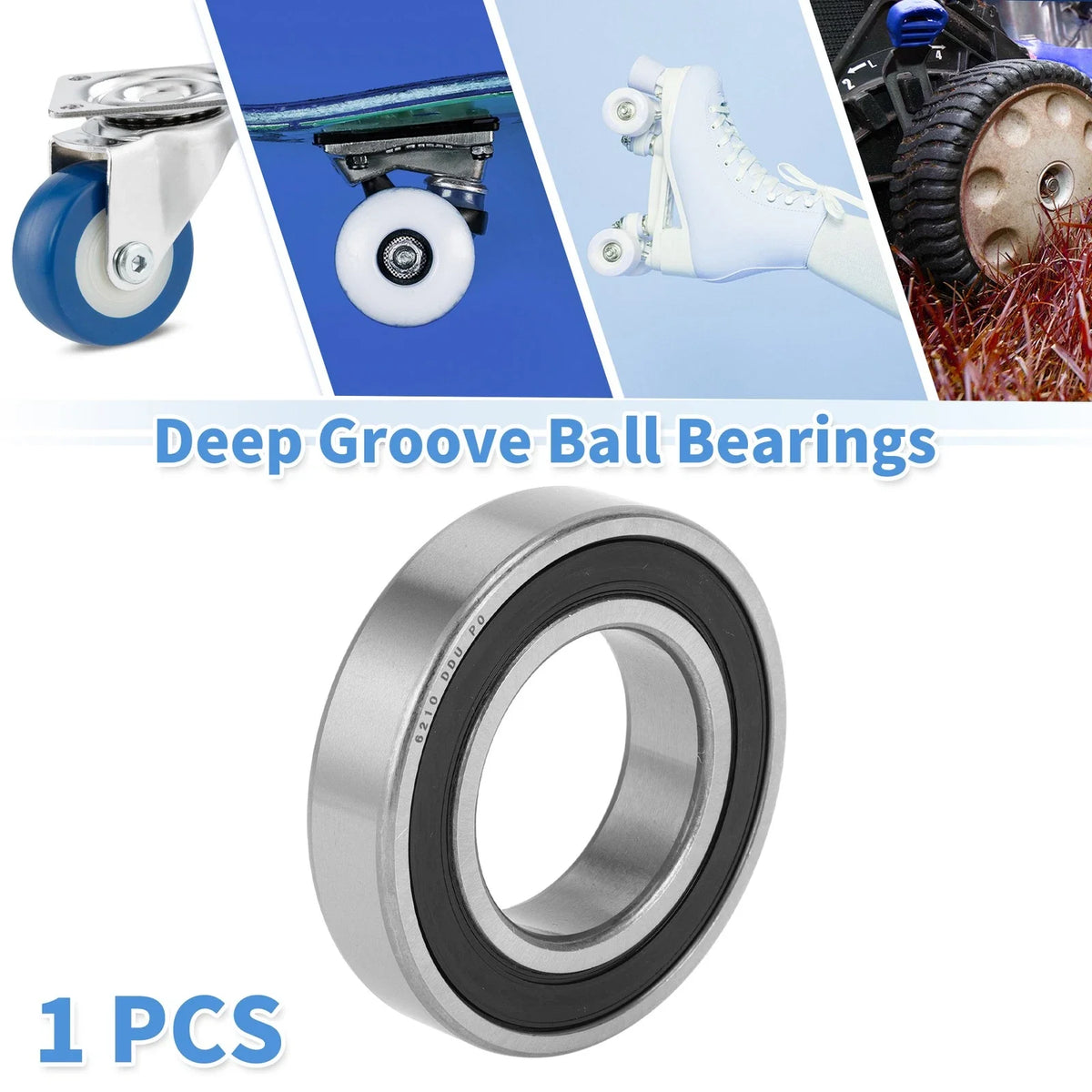 1 Pc 6210DDU Deep Groove Ball Bearing for Scooter Skateboard Wheel (50x90x20mm)