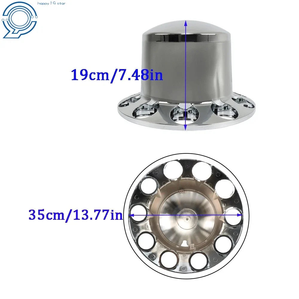 4-Piece Chrome Rear Axle Cover Set with Hub Caps for Semi Truck