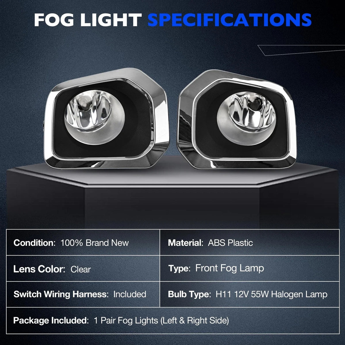 Fog Light Kit with Chrome Trim for 2016-2023 Toyota Tacoma