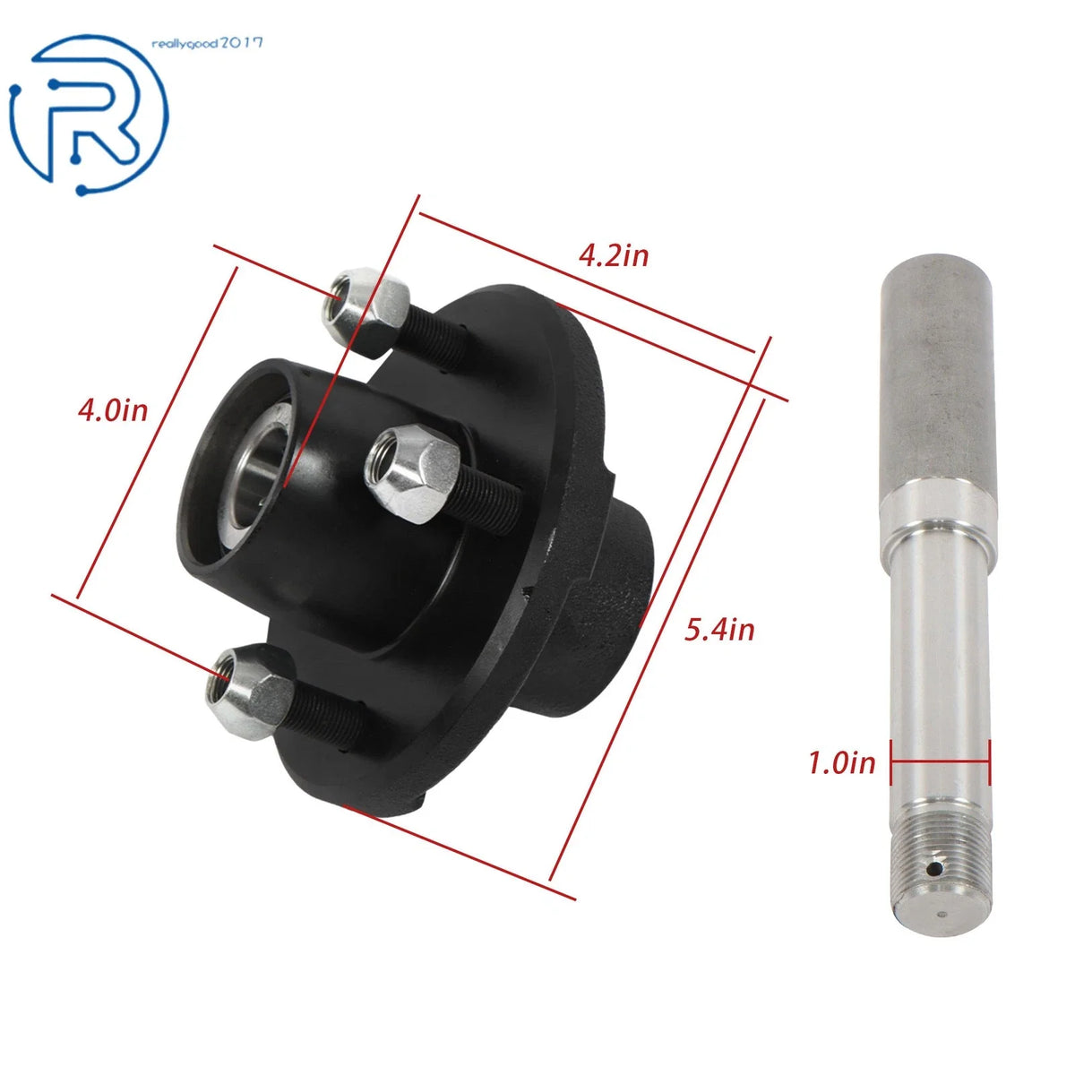 2X 4-Lug Trailer Hub Assembly for BT8 Spindle (1" Round)