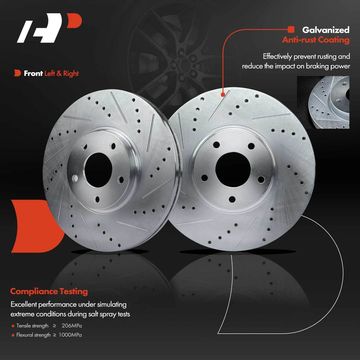 8-Piece Front Brake Kit: Drilled Rotors, Pads & Calipers for Nissan 2005-2022