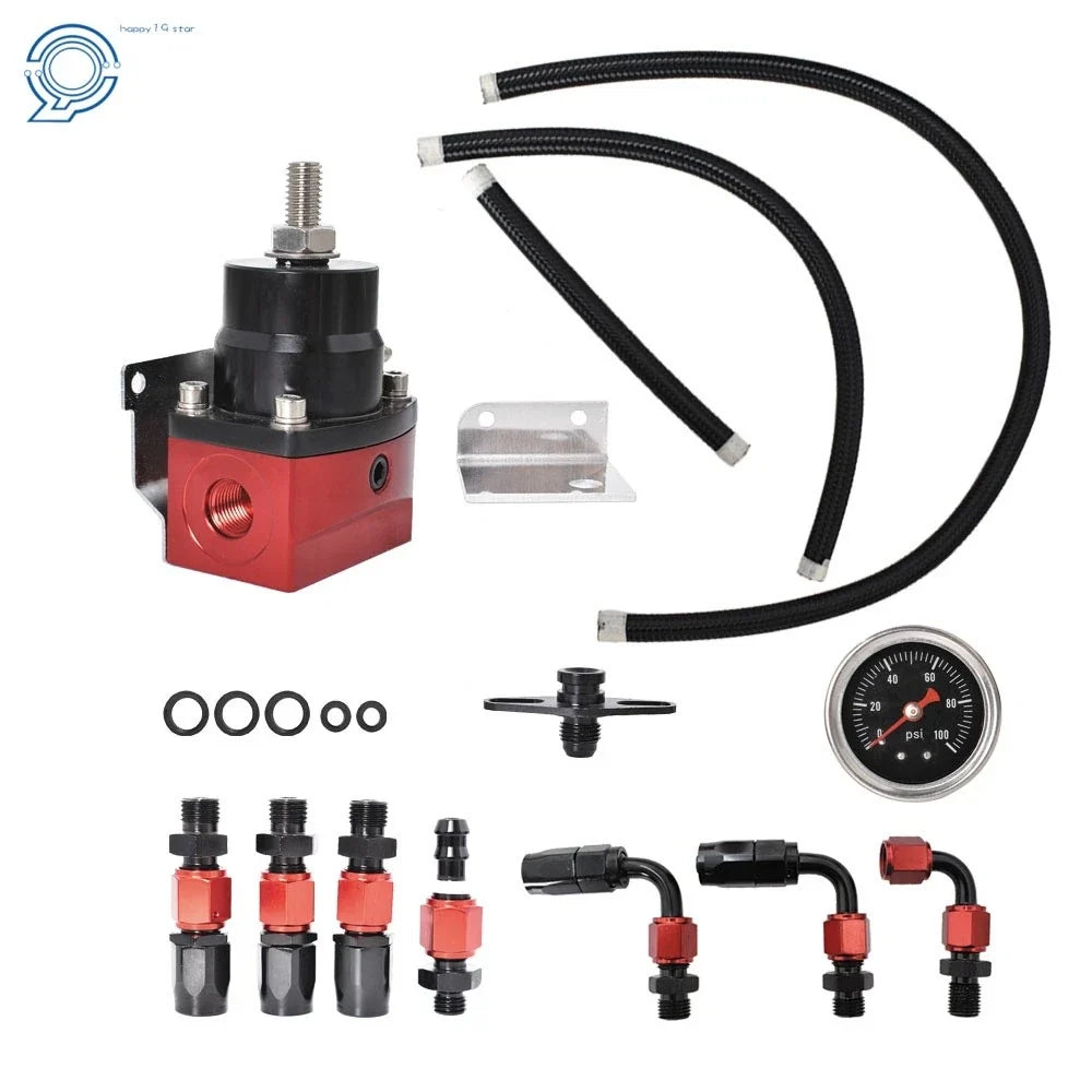 Adjustable Fuel Pressure Regulator Kit with 0-100psi Gauge for Racing