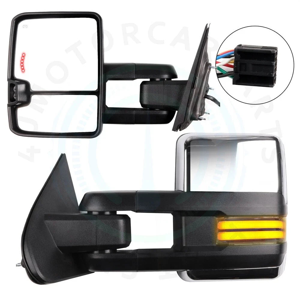 Chrome Power Heated Tow Mirrors for Chevy Silverado Sierra (2014–2018)