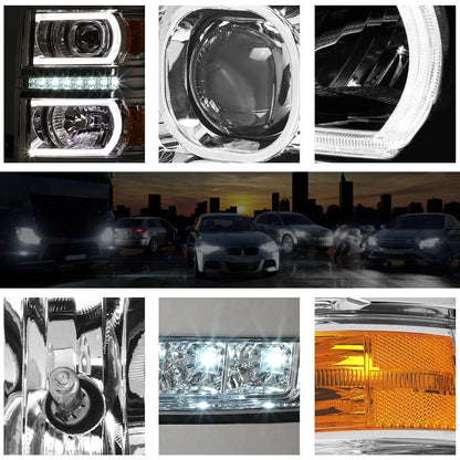 LED Projector Headlight in Chrome Housing for Chevy Silverado 2014-2015