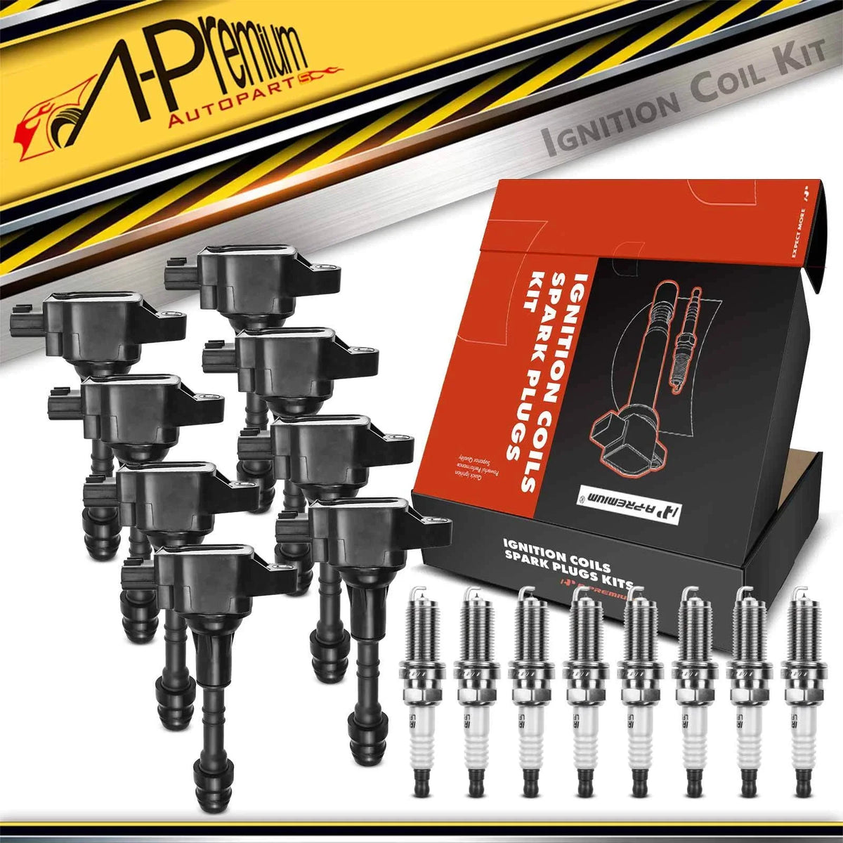 Set of 8 Ignition Coils & Iridium Spark Plugs for Nissan Pathfinder (2008–2012)