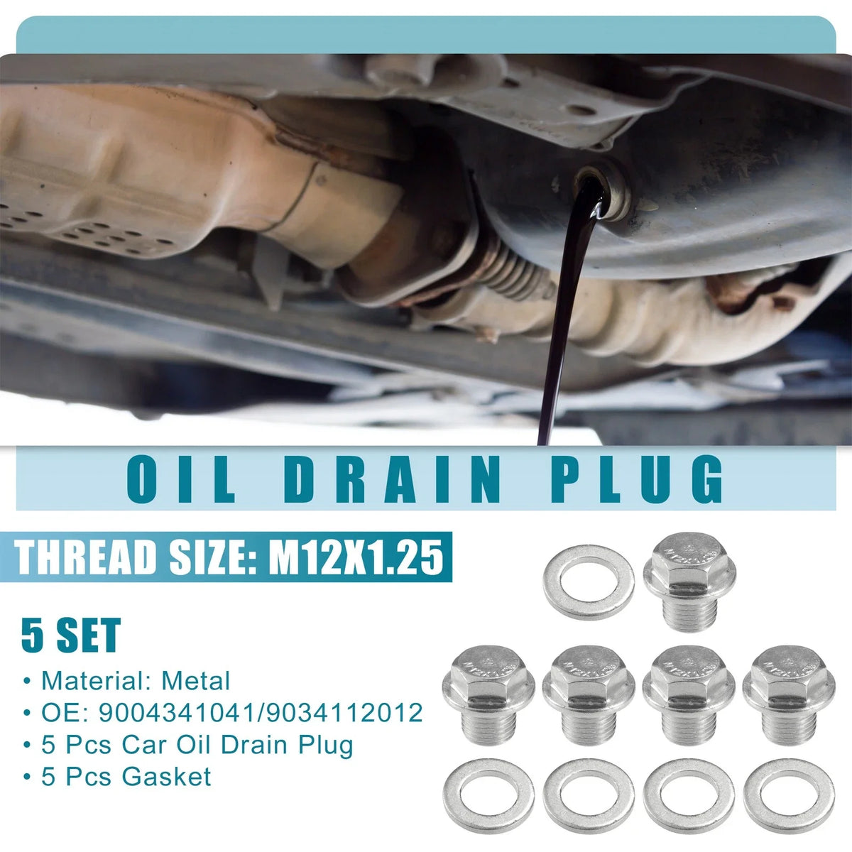 Set of 5 Oil Drain Plugs w/ Gasket No. 9004341041 for Toyota 4Runner (1986–1987)
