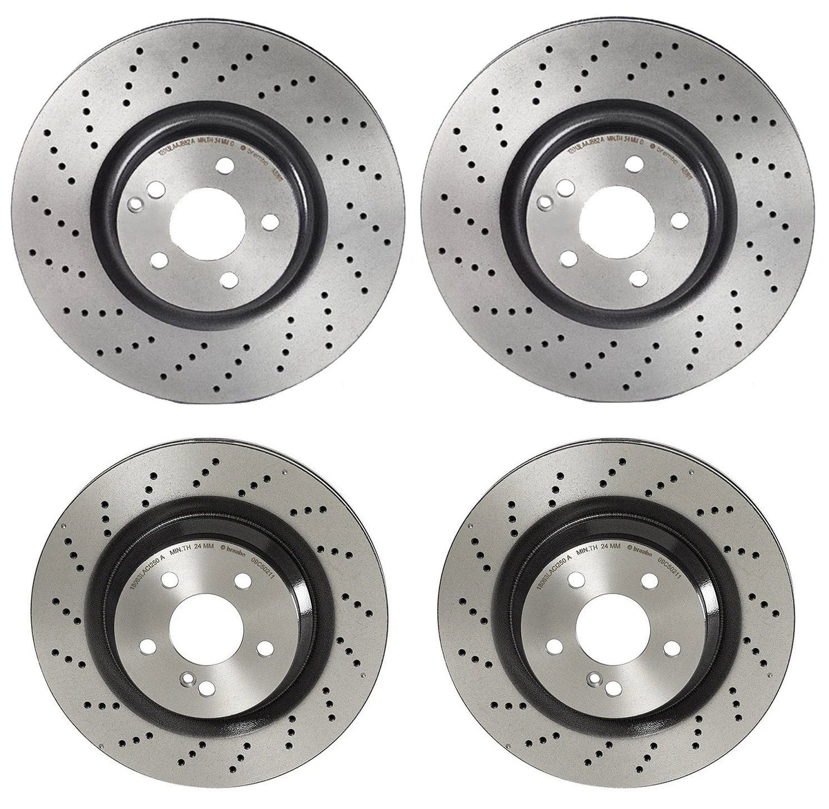 Brembo Front & Rear Brake Kit Drilled UV Coated Disc Rotors for MB W211 (2003–2009)