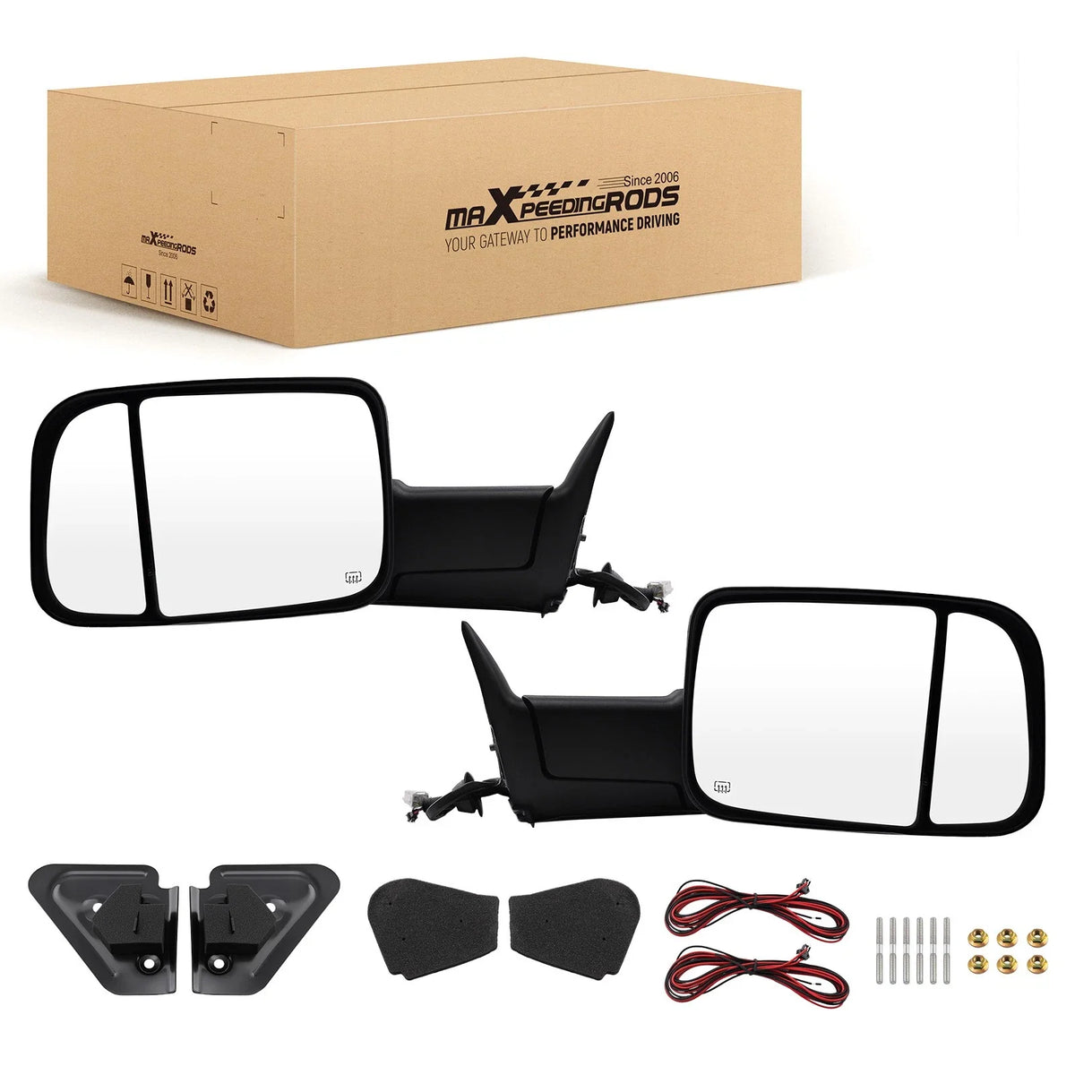 Heated Black Power Side Mirrors for Dodge Ram 1500 2500 3500 (1998–2002)