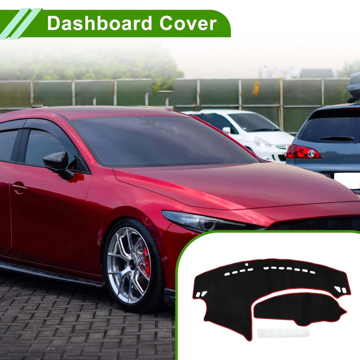 Dashboard Cover Mat for Mazda Axela (2009–2013) Black Red