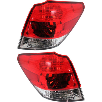 Halogen Tail Light Set of 2 for Subaru Outback (2010–2014) Outer Clear Red Lens