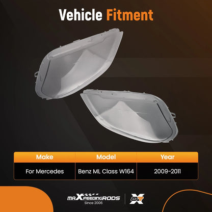 Clear Headlamp Lens Protector for Mercedes Benz ML W164 (2009–2011) L+R Pair