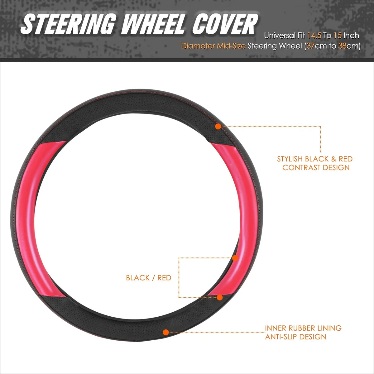 14.5-15" Diameter Steering Wheel Cover in Perforated Leather