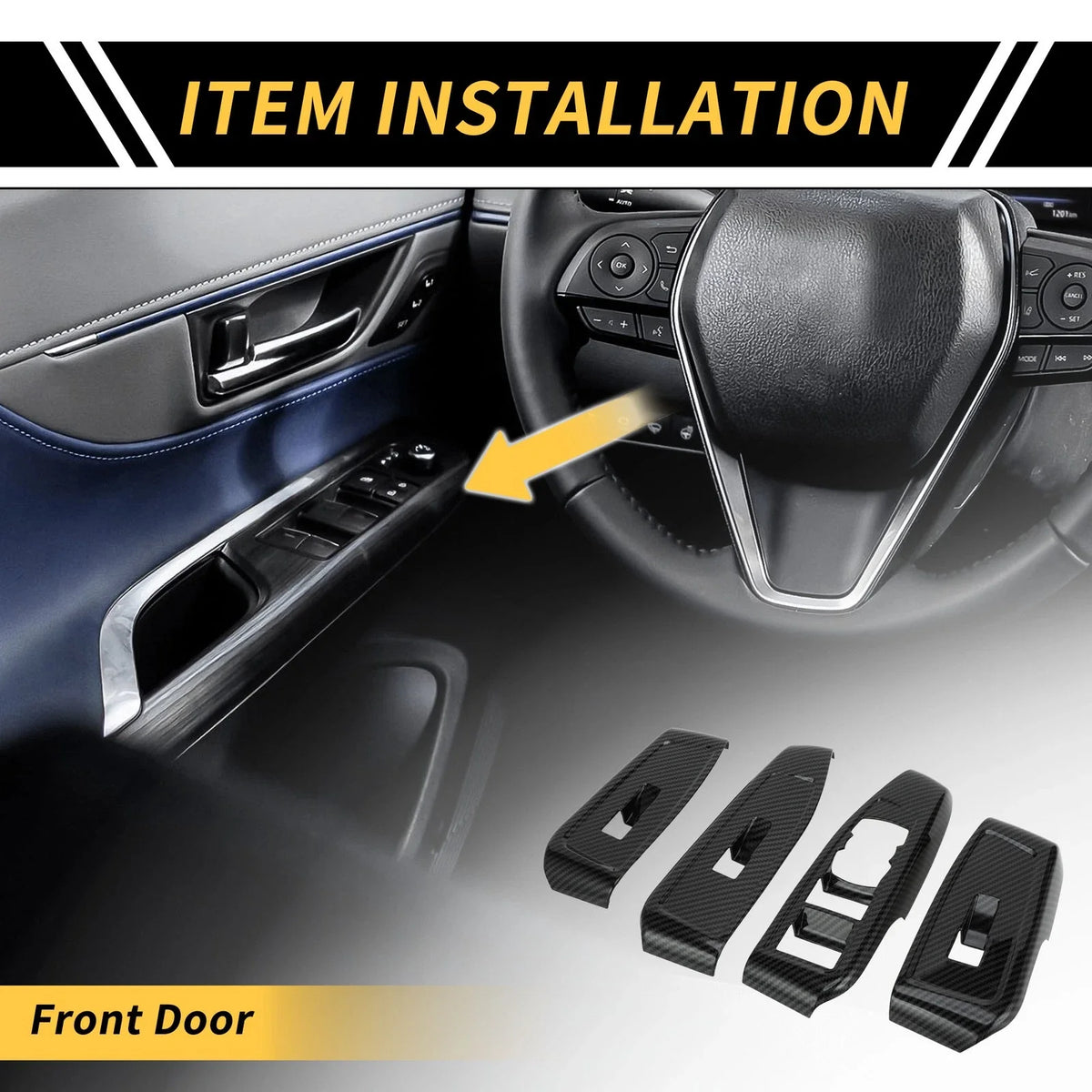 Set of 2 Carbon Fiber Pattern Front Door Window Switch Panels for Ford Ranger 