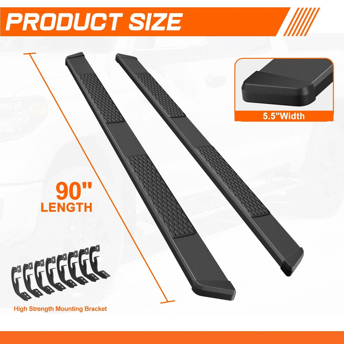 Set of 2 Honeycomb Step Pad Nerf Bars for Ford F150 Crew Cab (2004–2014)