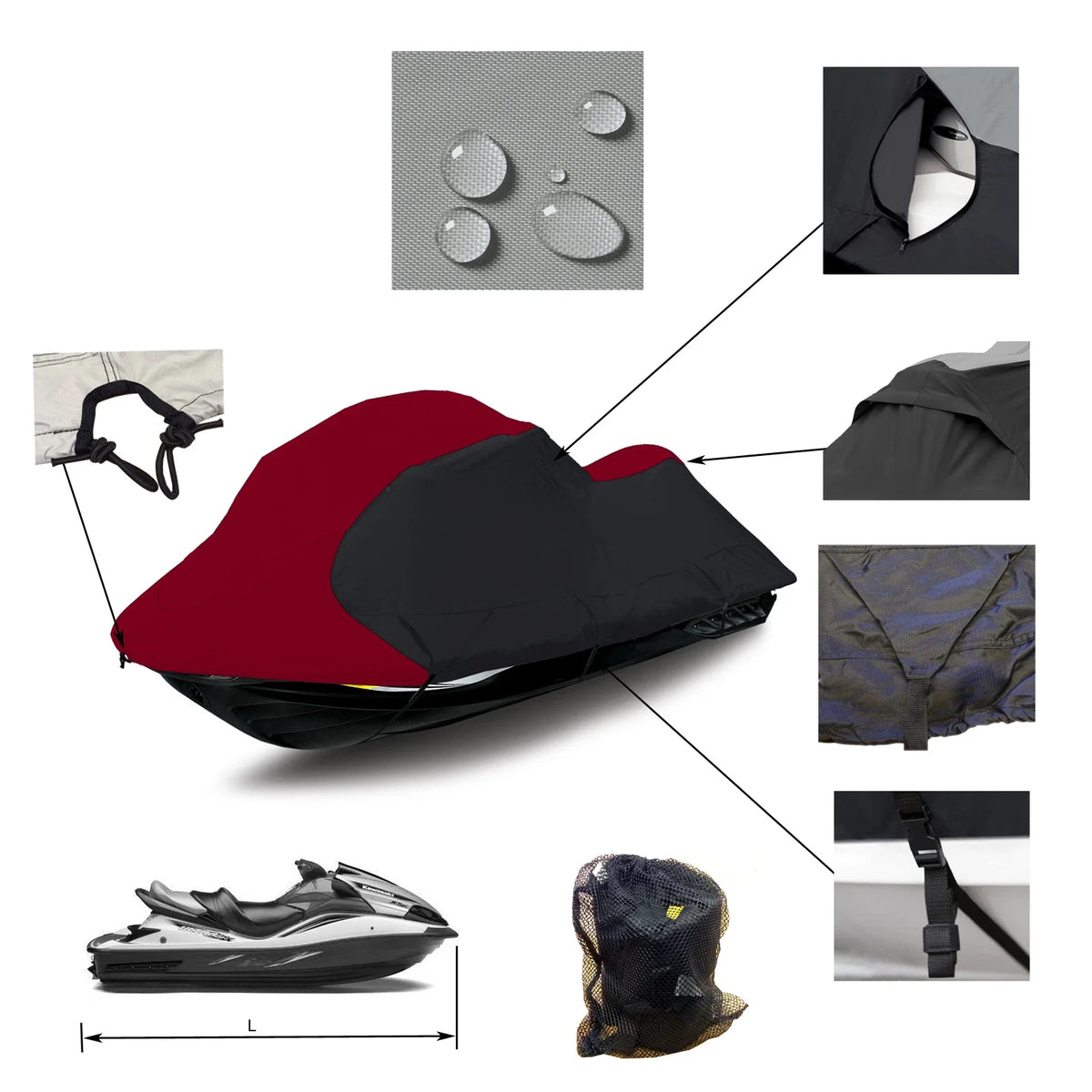 PWC Cover for Sea Doo GSX GS GSI (1996–2001) Maroon/Black