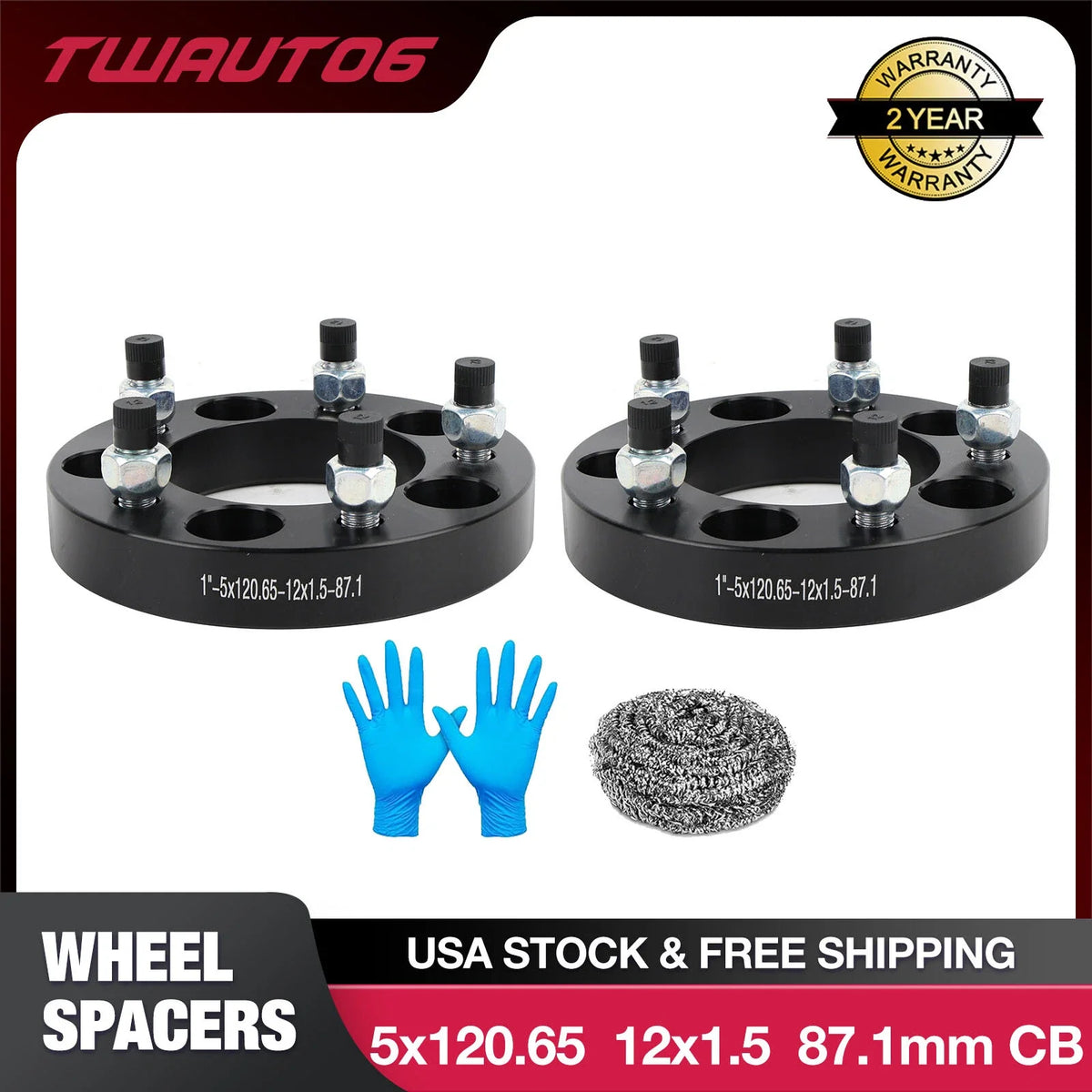 2X 1 Inch M12x1.5 Wheel Spacers for Camaro Corvette Blazer Chevrolet