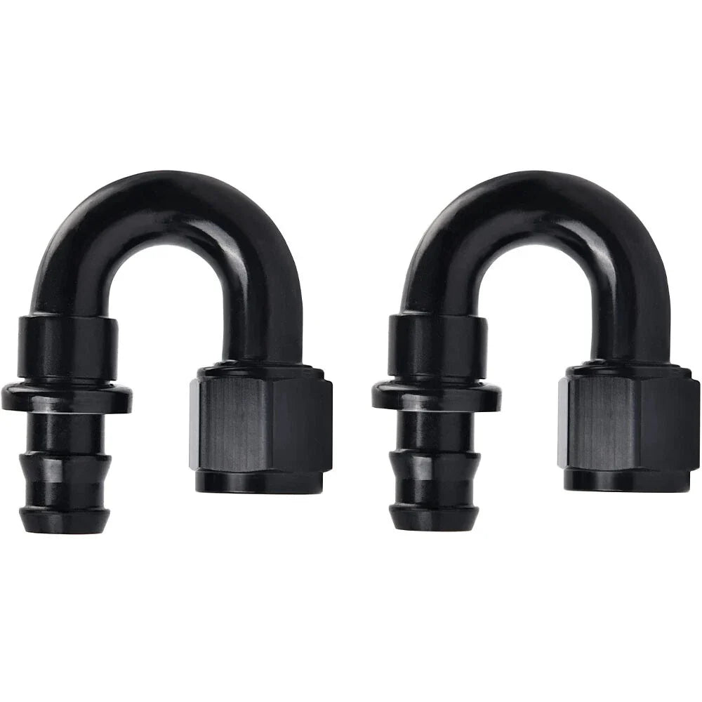 2PCS 8AN 180° Push-On Lock Hose Fitting Adapter for Oil Fuel Water Air