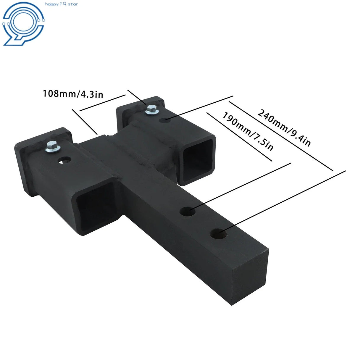 Dual Hitch Extender for Trailer 10000Lbs 2-In Receiver (2-In Solid Shank)