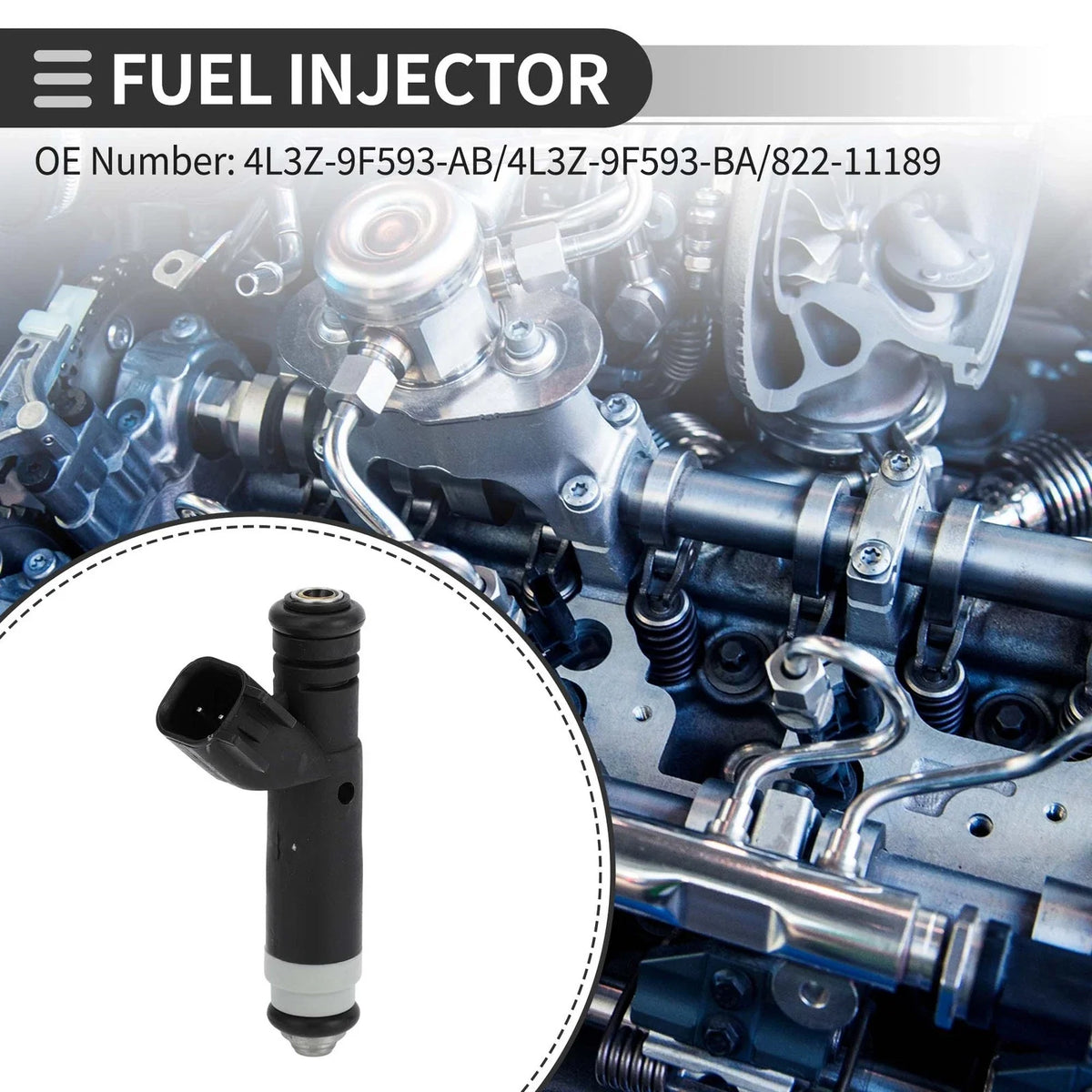 Fuel Injector No. 4L3Z-9F593-AB for Ford F-150 (2004–2008) 4.6L Black