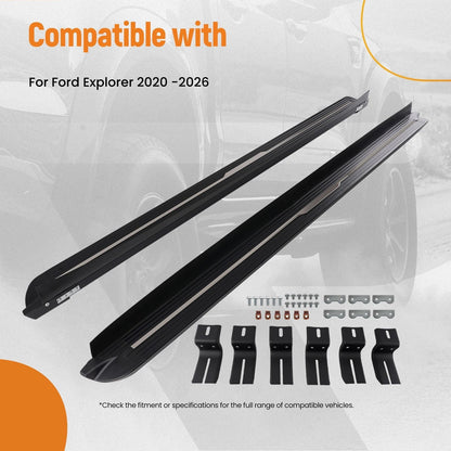 Black Silver Set of 2 Nerf Bars for Ford Explorer Running Boards 2020-2026